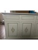 MOBILI 2G - CRISTALLIERA 3 ANTE NAPOLETANA ARTE POVERA BIANCO DECORI L.150 P.43 H.208 vista frontale decori