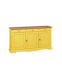 MOBILI 2G - MADIA CREDENZA IN LEGNO LACCATO PENNELLATO GIALLA L.156 P.42 H.85 vista frontale