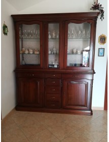 MOBILI 2G - CRISTALLIERA BOISERIE IN LEGNO FREGI TINTA NOCE 225X53X230 vista frontale