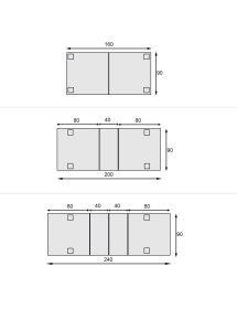 MOBILI 2G - Tavolo rettangolare allungabile legno shabby bicolore 160X90x78 vista misure