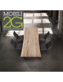 MOBILI 2G - TAVOLO MASSELLO NODO APERTO 250X100 SP. 6 cm  FISSO (802) vista frontale