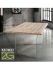 MOBILI 2G - TAVOLO FISSO IN LEGNO ROVERE MASSELLO 250x100  spessore 4 cm E GAMBE IN VETRO