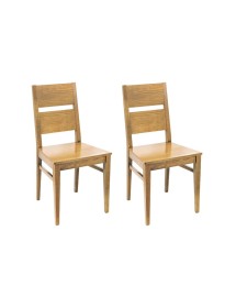MOBILI 2G - Set 2 sedie design legno rovere naturale seduta legno VISTA FRONTALE