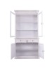 MOBILI 2G - Cristalliera 2 porte shabby legno bianco anticato decorato 105X42X205 VISTA FRONTALE APERTA