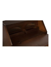 MOBILI 2G - Cassettiera classica 5 cassetti con ribalta legno tinta noce scuro 66x34X88 vista frontale
