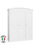 MOBILI 2G - Armadio 3 ante in legno massello bianco cappello tondo 158x56x197H vista frontale