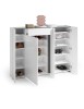 MOBILI 2G - Scarpiera moderna 4 ante 1 cassetto antracite bianco lucido 149x34x115 vista frontale aperta