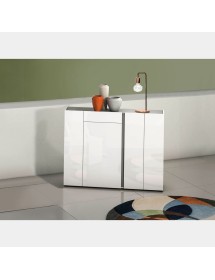 MOBILI 2G - Scarpiera moderna 4 ante 1 cassetto antracite bianco lucido 149x34x115 vista frontale