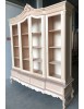 MOBILI 2G - Libreria vetrina 4 porte classica barocco legno grezzo 220x55x248 vista frontale