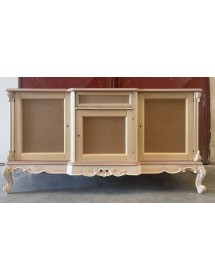 MOBILI 2G - Credenza 3 porte 1 cassetto classica barocco Legno grezzo 174x60x92 vista frontale