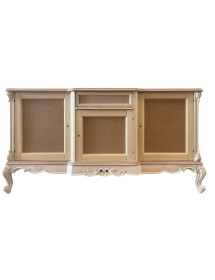 MOBILI 2G - Credenza 3 porte 1 cassetto classica barocco Legno grezzo 174x60x92 vista frontale