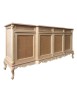 MOBILI 2G - Credenza 4 porte 4 cassetti classica barocco Legno grezzo 227x60x106 vista frontale