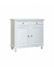 MOBILI 2G - Set 1 cristalliera 1 credenza classica legno shabby chic bianco opaco vista frontale