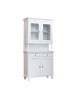 MOBILI 2G - Set 1 cristalliera 1 credenza classica legno shabby chic bianco opaco vista frontale