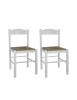 MOBILI 2G - Set 2 sedie shabby legno bianco seduta paglia 43x43x83 VISTA FRONTALE