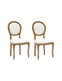 MOBILI 2G - Set 2 sedie classiche legno imbottite ecopelle bianca 50x47x100 vista frontale