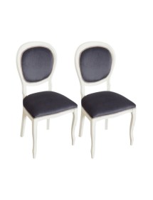 MOBILI 2G - Set 2 sedie shabby  legno imbottita microfibra blu 50x47x100 vista frontale