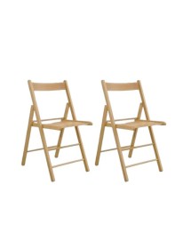 MOBILI 2G - Set 2 sedie pieghevoli in legno tinta naturale 43x43x79 vista frontale