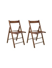 MOBILI 2G - Set 2 sedie pieghevoli in legno tinta noce 43x43x79 VISTA FRONTALE