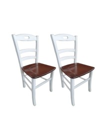 MOBILI 2G - Set 2 sedie shabby bicolore legno seduta legno 46x43x89 VISTA FRONTALE