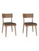 MOBILI 2G - Set 2 sedie legno naturale seduta ecopelle nera 48x45,5x79 VISTA FRONTALE