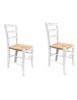 MOBILI 2G - Set 2 sedie legno shabby bianco consumato seduta paglia 43x46x89 VISTA FRONTALE