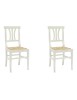 MOBILI 2G -  SET 2 SEDIE LEGNO SEDUTA PAGLIA BIANCO SHABBY CHIC vista frontale