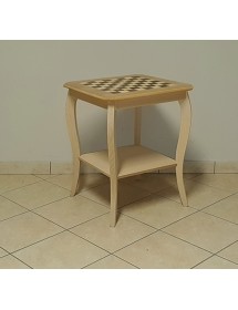 MOBILI 2G - Tavolino quadrato scacchiera Legno grezzo 50x50x63 vista frontale