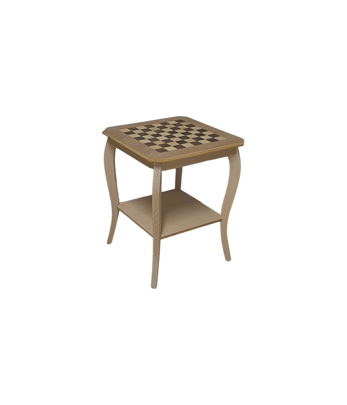 MOBILI 2G - Tavolino quadrato scacchiera Legno grezzo 50x50x63 vista frontale