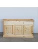 MOBILI 2G - Credenza 3 porte 3 cassetti Legno massello pino grezzo 156x42x85 vista frontale