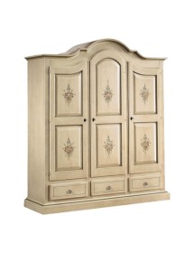 MOBILI 2G -  Armadio classico 3 porte 3 cassetti legno grezzo 185X62X220 vista frontale