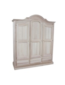 MOBILI 2G -  Armadio classico 3 porte 3 cassetti legno grezzo 185X62X220 vista frontale