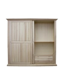 MOBILI 2G -  Armadio classico 2 porte scorrevoli legno grezzo 275X66X254 vista frontale