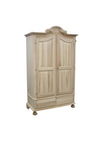 MOBILI 2G -  Armadio classico 2 porte 2 cassetti legno grezzo 122X60X204 vista frontale