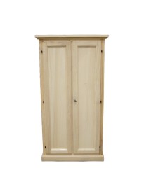 MOBILI 2G -  Armadio dispensa porta scope 2 porte legno grezzo 86X45X161 vista frontale