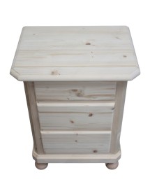 MOBILI 2G -  Comodino classico 3 cassetti legno massello abete grezzo 50x38x65 vista frontale