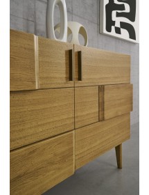 MOBILI 2G - Credenza madia 2 porte legno rovere 140X52X81 vista frontale