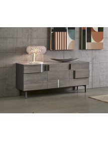 MOBILI 2G - Credenza madia 3 porte legno rovere grigio 180X53X81 VISTA FRONTALE