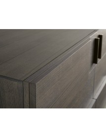 MOBILI 2G - Credenza madia 3 porte legno rovere grigio 180X53X81 VISTA FRONTALE