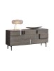 MOBILI 2G - Credenza madia 3 porte legno rovere grigio 180X53X81 VISTA FRONTALE