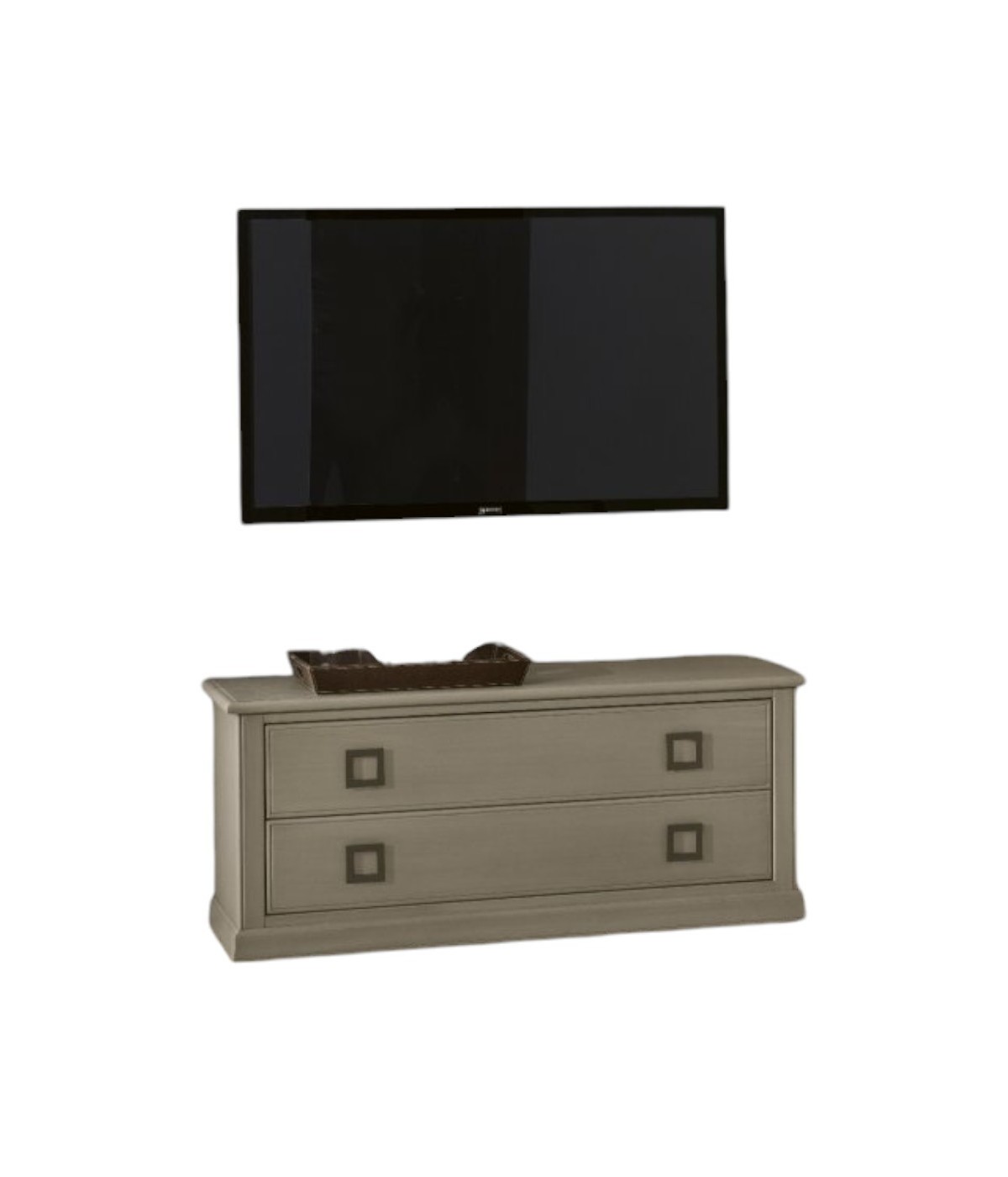 MOBILI 2G - Porta tv classico 2 cassetti legno cenere 140X48X61 vista frontale