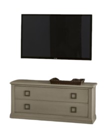 MOBILI 2G - Porta tv classico 2 cassetti legno cenere 140X48X61 vista frontale