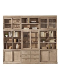 MOBILI 2G - libreria parete attrezzata contemporanea legno abete 285x46x255 vista frontale