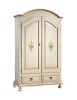 MOBILI 2G - Armadio classico 2 porte legno bianco anticato filo arancione 125x61x200 vista frontale