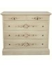 MOBILI 2G - Cassettiera 5 cassetti legno shabby avorio anticato decori 117x51X101 vista frontale