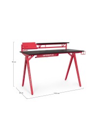 MOBILI 2G - SCRIVANIA MODERNA ACCIAIO MULTIFUNZIONE COLORE ROSSO  L.135,5 P.60 H.95 VISTA FRONTALE