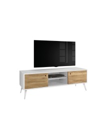 MOBILI 2G - PORTA TV IN LEGNO ABETE SPAZZOLATO NATURALE/BIANCO 160X45X55 (885) vista frontale