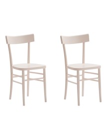 MOBILI 2G - SET 2 SEDIE SHABBY CHIC IN LEGNO ROSA SEDUTA LEGNO vista frontale