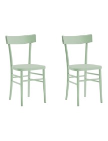 MOBILI 2G - SET 2 SEDIE SHABBY CHIC IN LEGNO VERDE SEDUTA LEGNO vista frontale