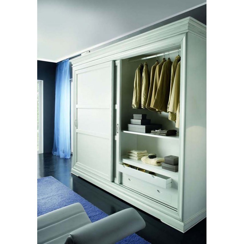 MOBILI 2G - ARMADIO CLASSICO LEGNO BIANCO 3 PORTE SCORREVOLI 294X68